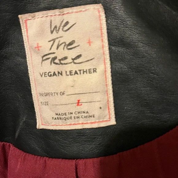 We The Free Black Vegan Leather Moto Biker Jacket Large - Picture 12 of 13